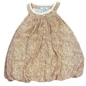 Fate Animal Print Ruffle Boho Bubble Sleeveless Lined Blouse Tank Size Medium